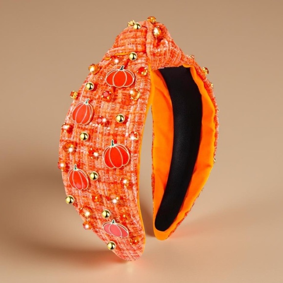 Pumpkin Headbands Embellished With Enameled Pumpkin & Crystals NEW - Picture 9 of 14